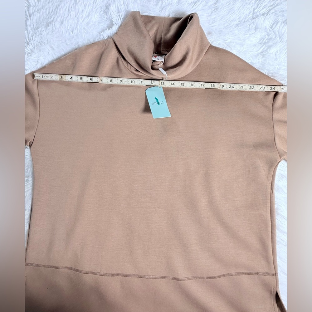 WIHOLL Taupe Mock Neck Long Sleeve Top – Size XL (NWT) - Picture 12 of 16